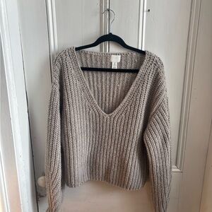H&M Taupe V-Neck Sweater